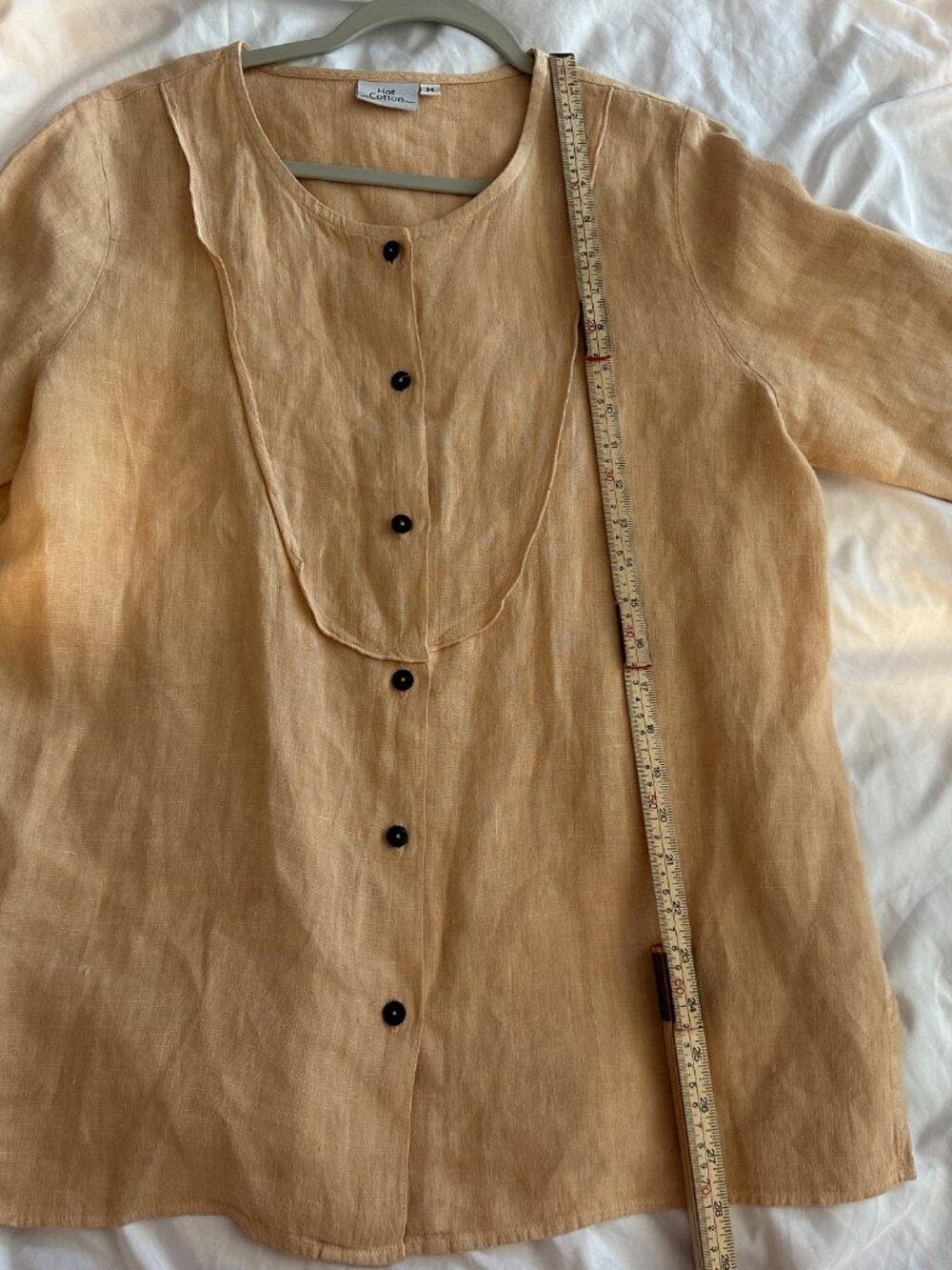 Hot Cotton 100% Linen Peach Shirt Women Size M Button Front Lightweight Summer - Picture 7 of 8